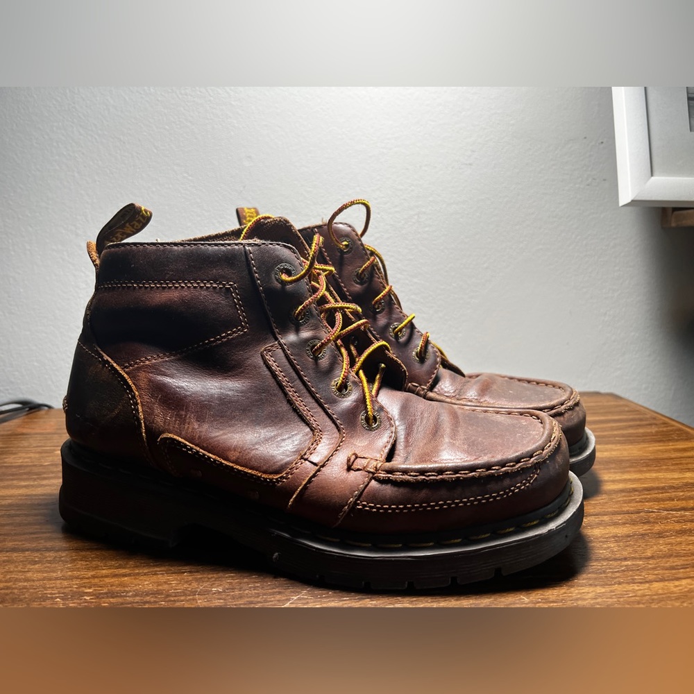 Dr. Marten Aiken Moc. Color: says “Tan Harvest” but looks brown to me